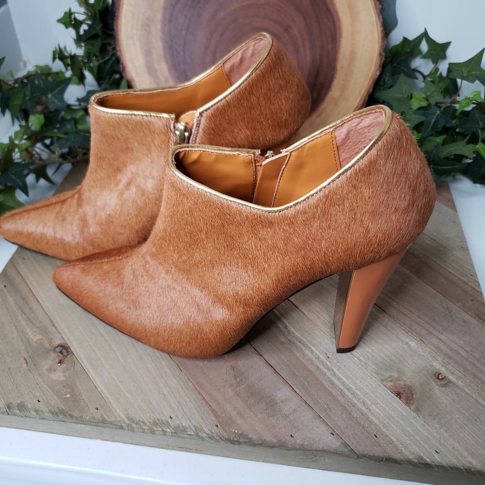 IMAN Women's Cognac fur Ankle‎ Boots Size 9M - Picture 3 of 6